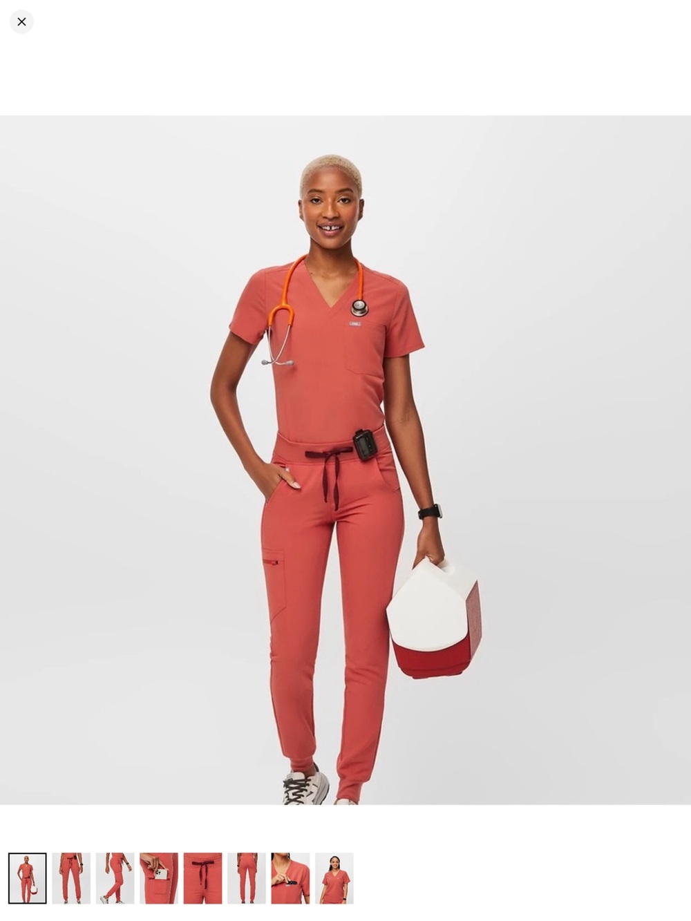Women’s Coral V-Neck scrub top and jogger